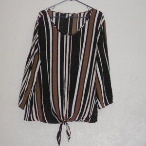 Sheer Blouse with Knot Dropped Waist, 26/28W